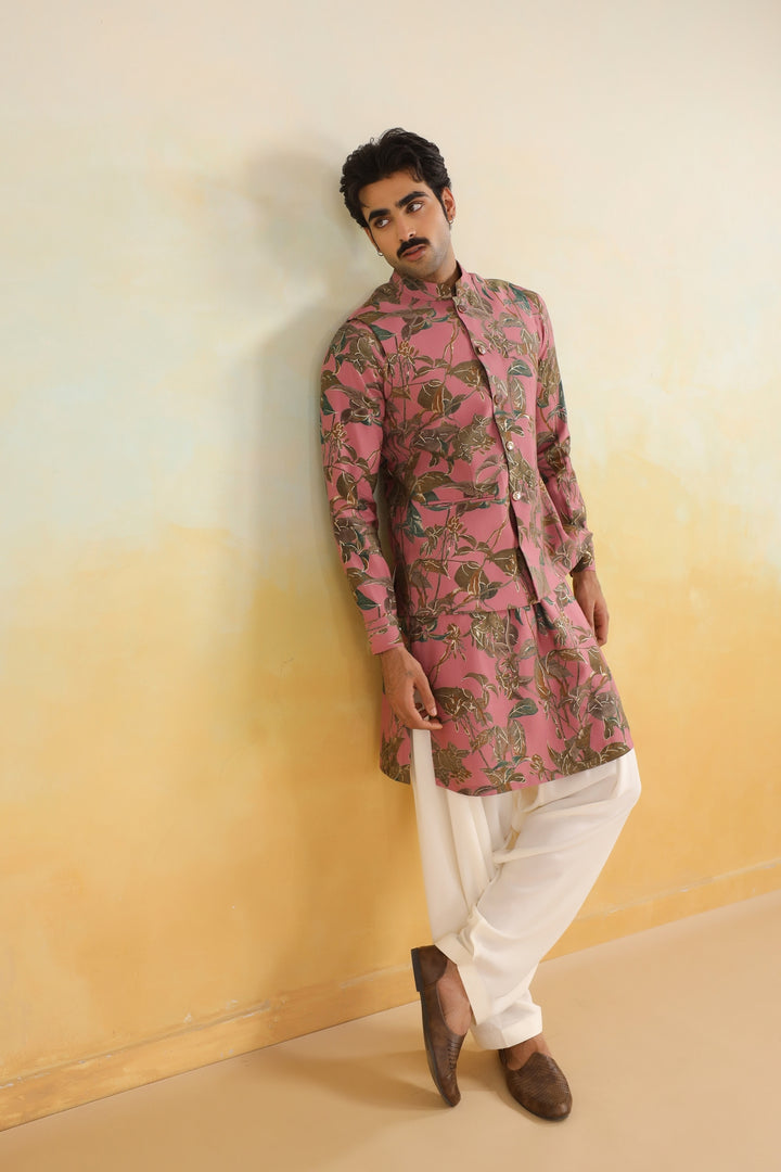 Floral Pink Nehru Jacket - B46770-31/1