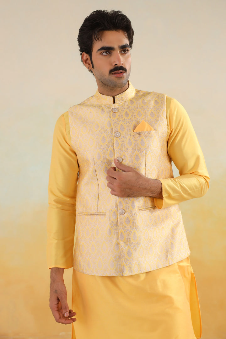 Ethnic Motifs Mustard Jacket Kurta Set - JM42974-95
