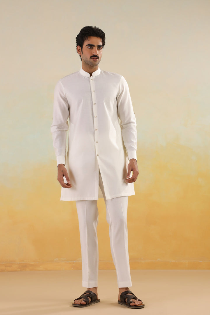 Floral Off White Jacket Kurta Set - JT45722-1