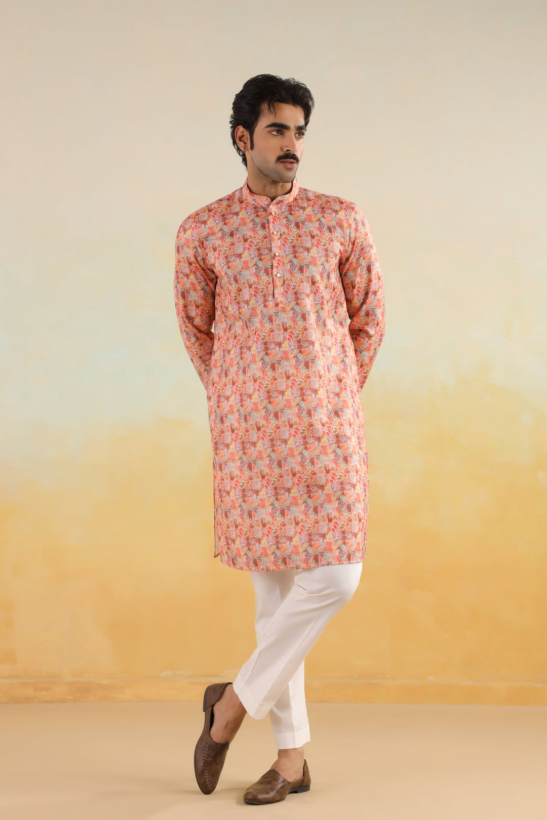 Leafs Orange Kurta Set - KM46758-1