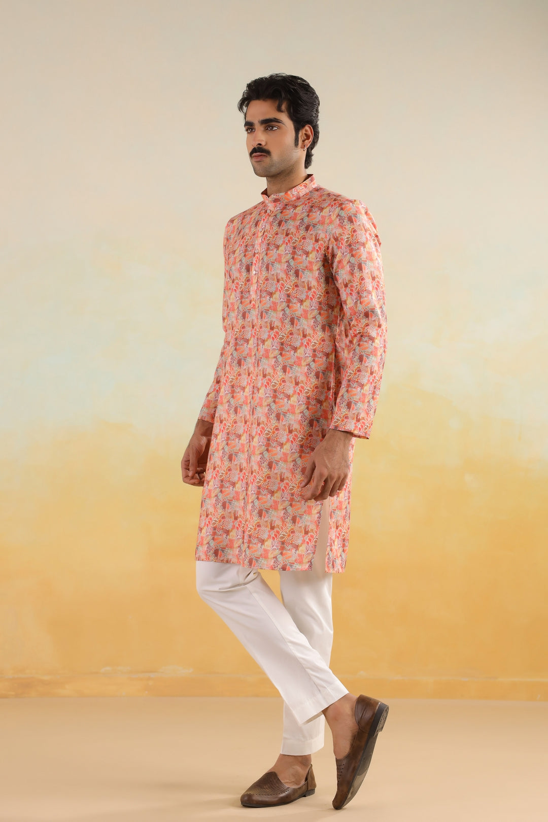 Leafs Orange Kurta Set - KM46758-1
