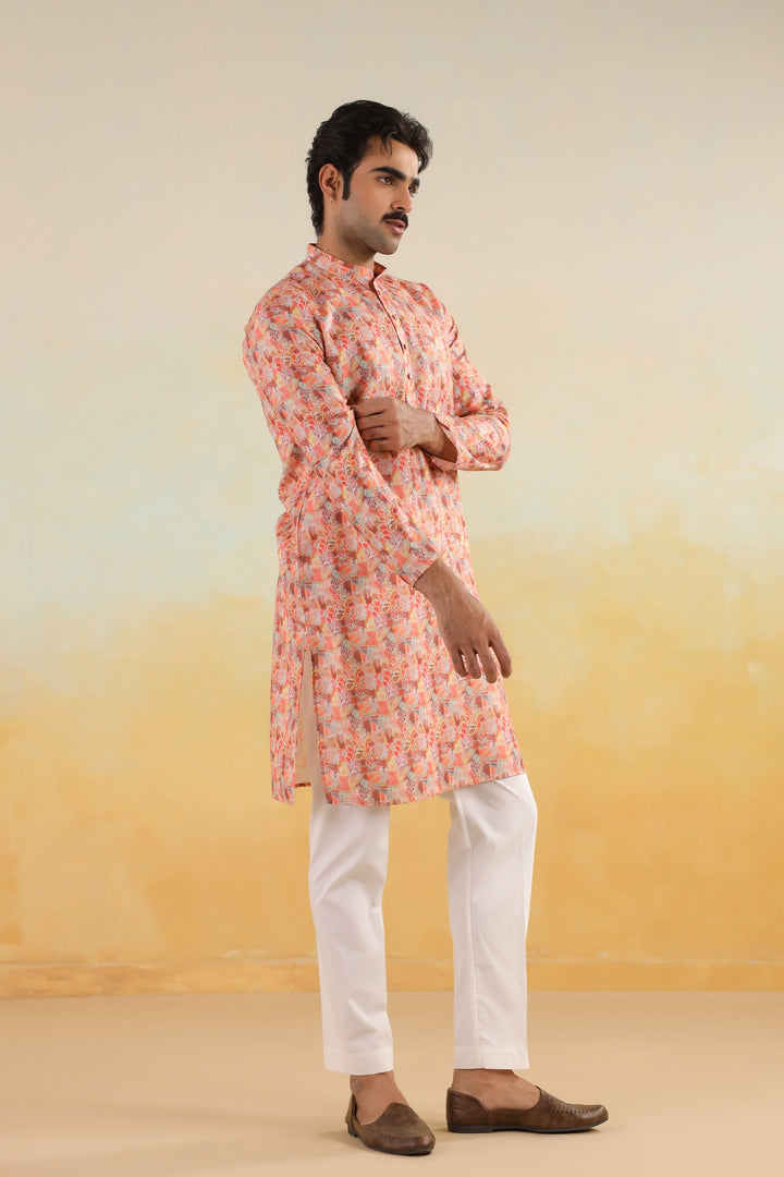 Leafs Orange Kurta Set - KM46758-1