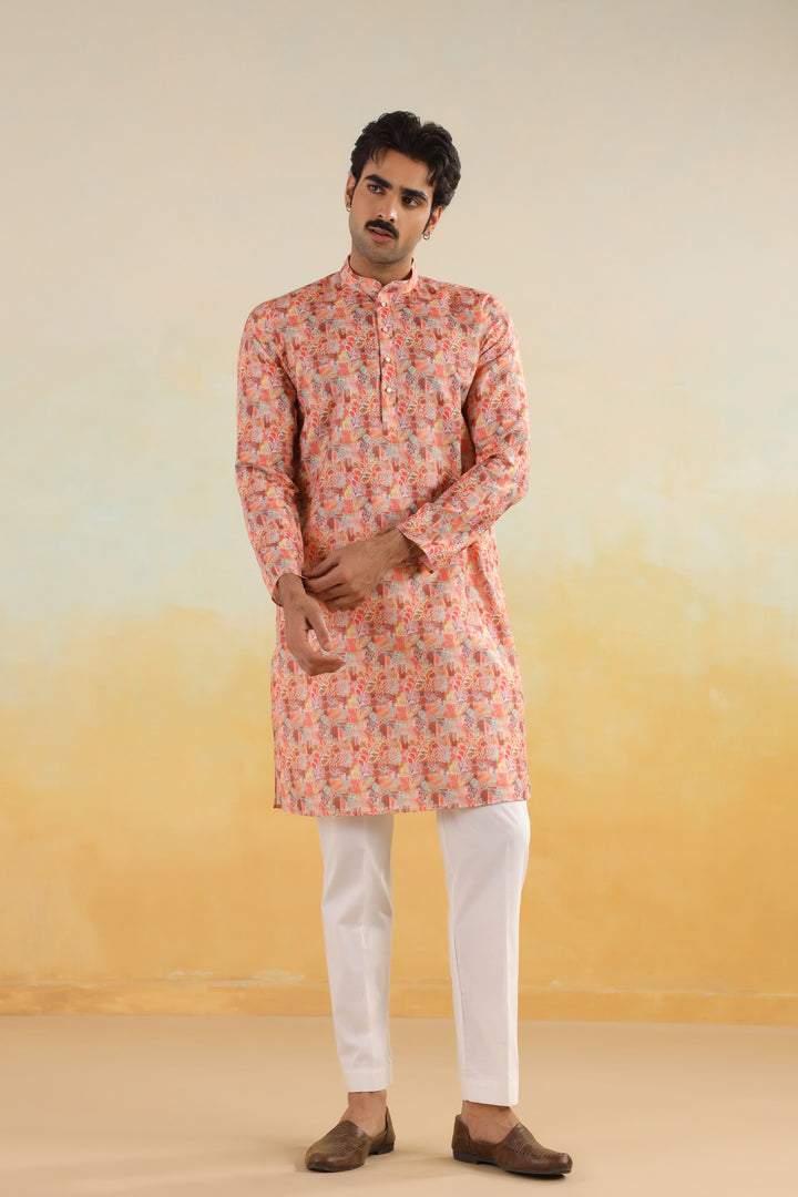 Leafs Orange Kurta Set - KM46758-1