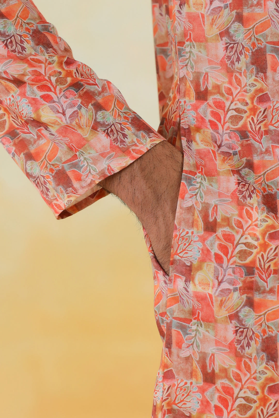 Leafs Orange Kurta Set - KM46758-1