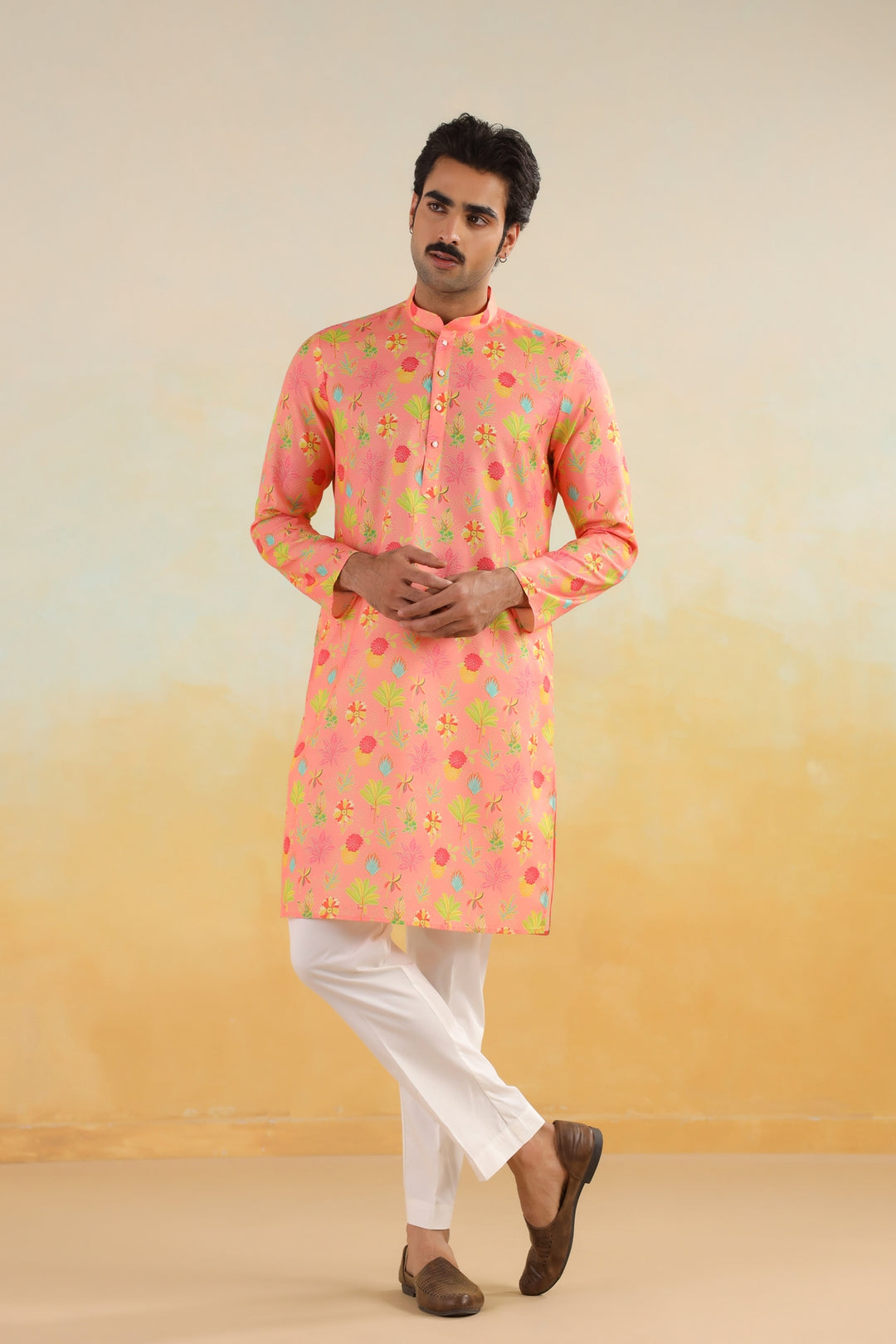 Floral Pink Kurta Set - KM46758-3
