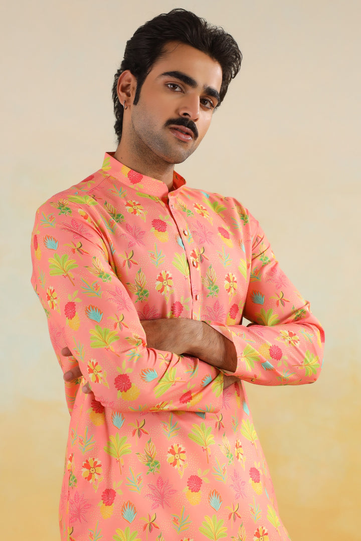 Floral Pink Kurta Set - KM46758-3