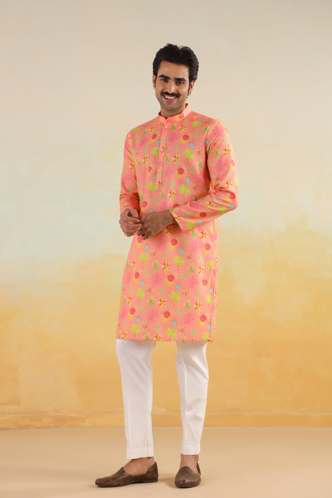 Floral Pink Kurta Set - KM46758-3