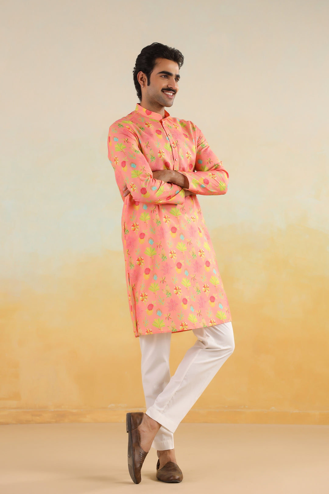 Floral Pink Kurta Set - KM46758-3