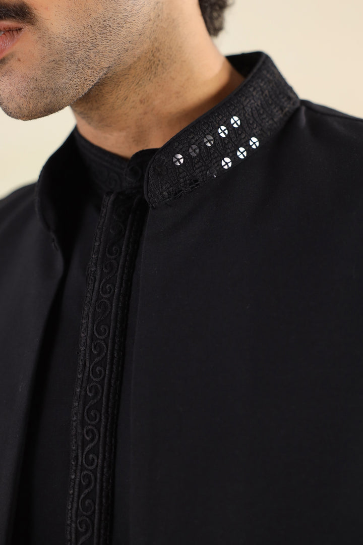 Sequence Black Jacket Kurta Set - JM46518-106