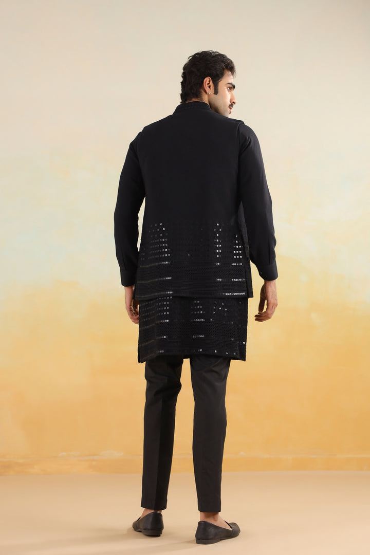 Sequence Black Jacket Kurta Set - JM46518-106
