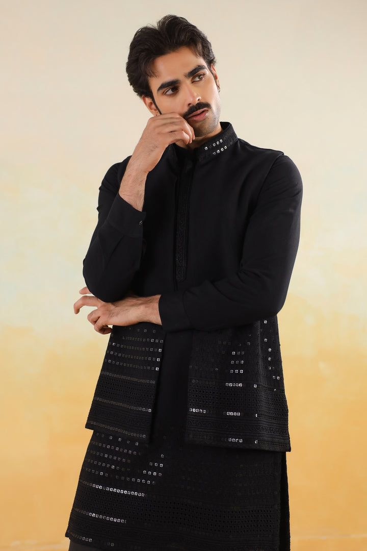 Sequence Black Jacket Kurta Set - JM46518-106