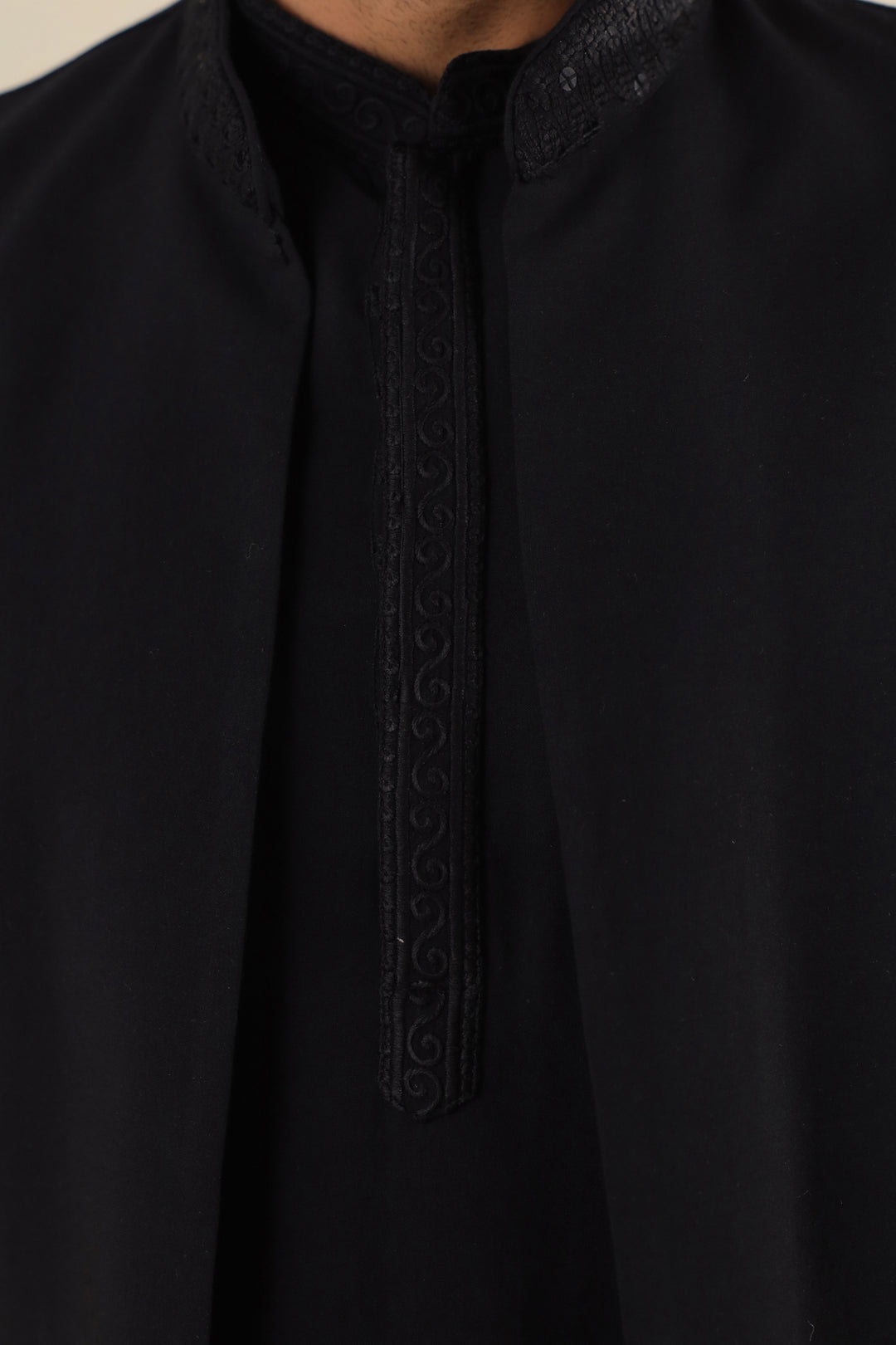 Sequence Black Jacket Kurta Set - JM46518-106
