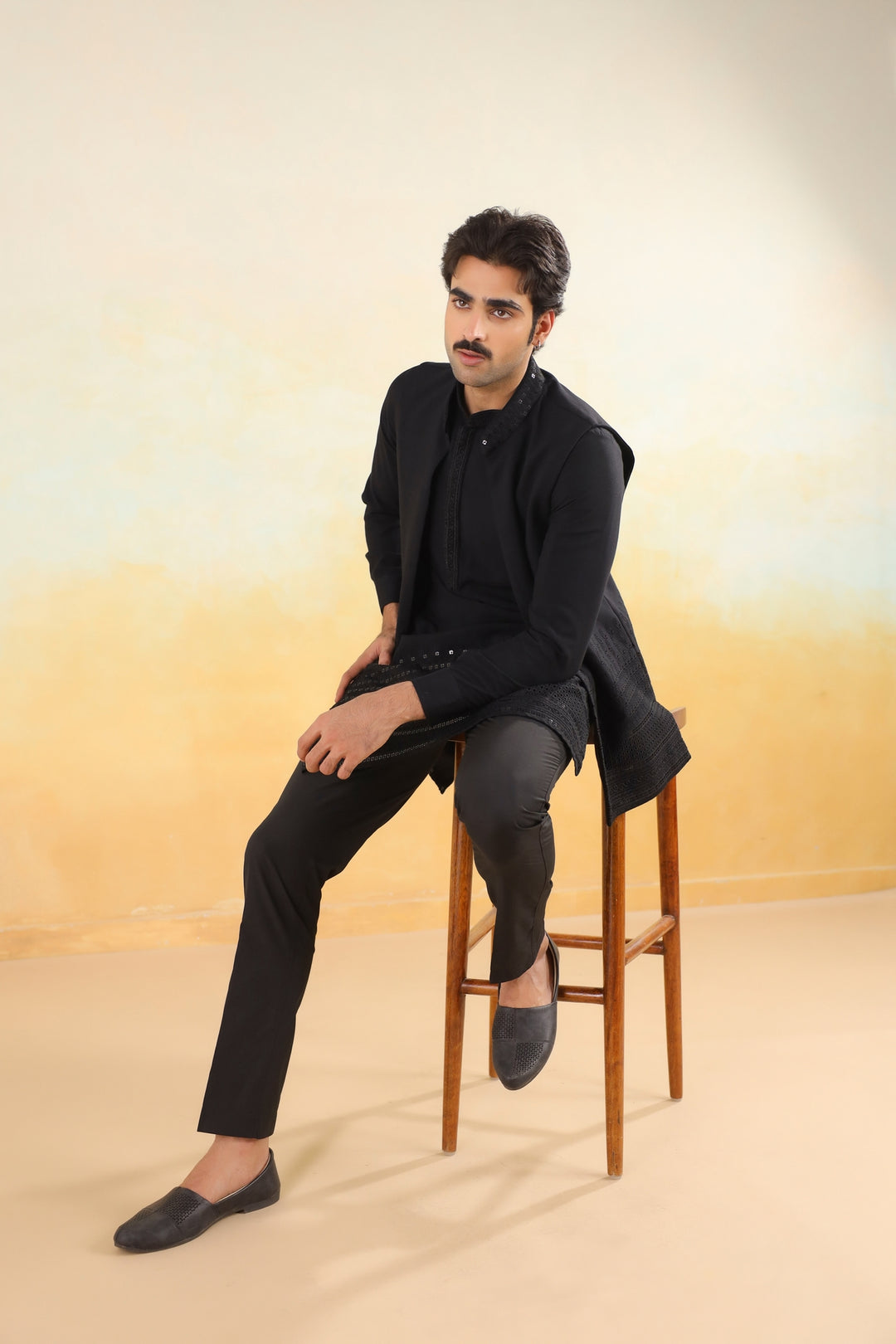 Sequence Black Jacket Kurta Set - JM46518-106