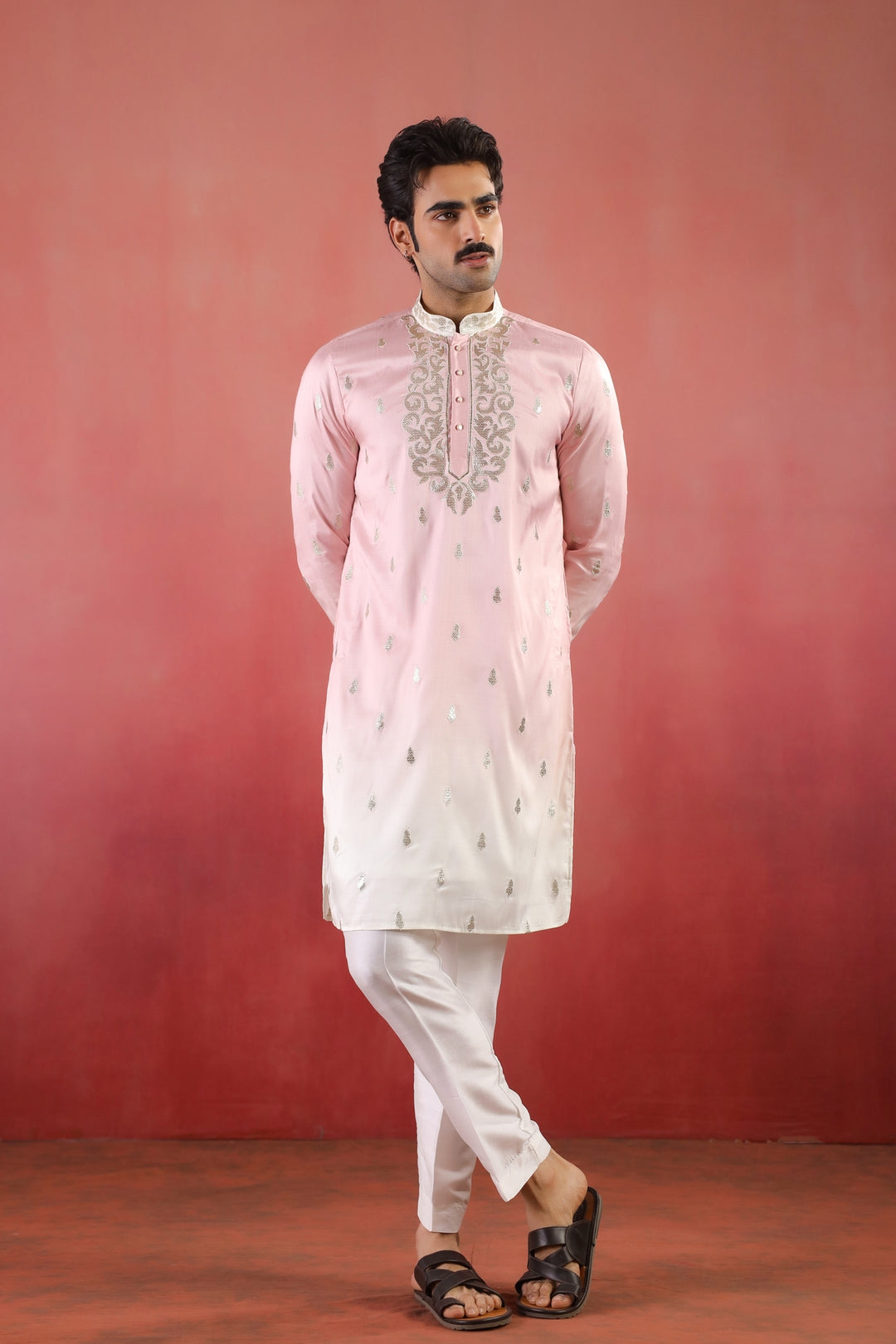 Embroidered Pink Kurta Set - KM45331-3