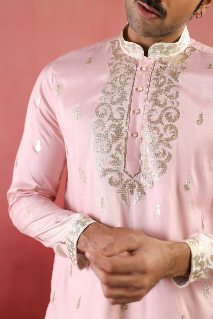 Embroidered Pink Kurta Set - KM45331-3