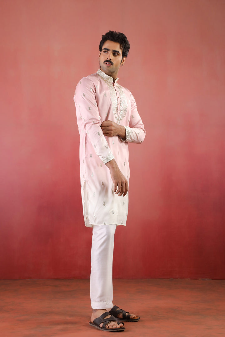 Embroidered Pink Kurta Set - KM45331-3
