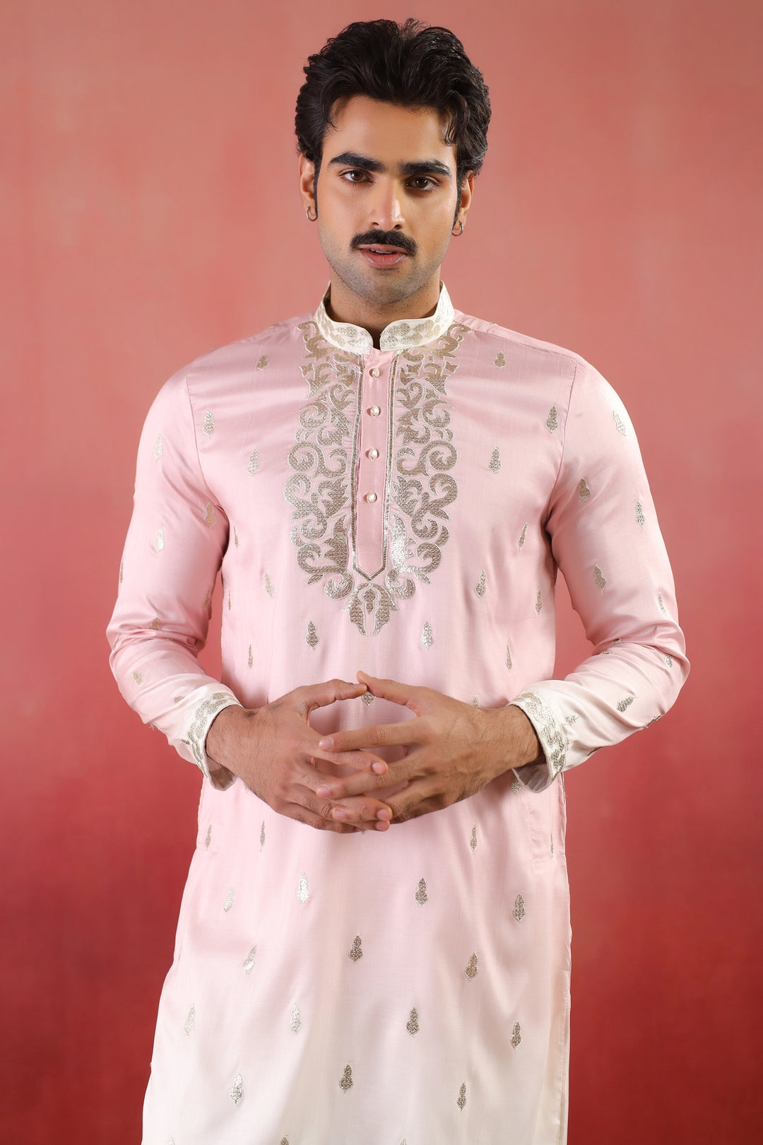 Embroidered Pink Kurta Set - KM45331-3