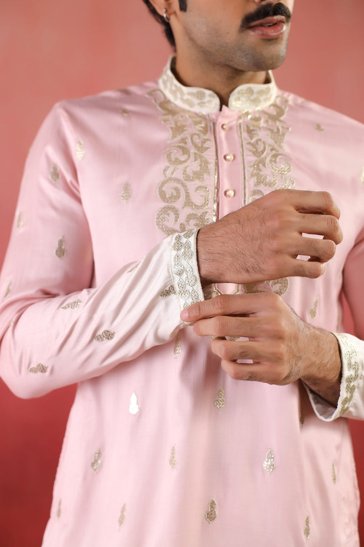 Embroidered Pink Kurta Set - KM45331-3