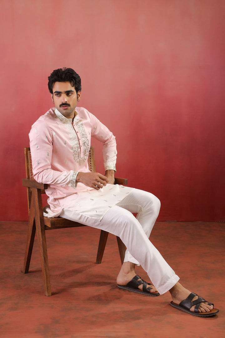 Embroidered Pink Kurta Set - KM45331-3