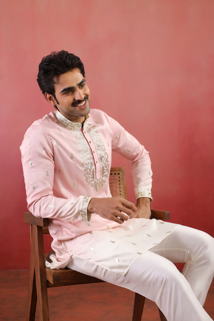 Embroidered Pink Kurta Set - KM45331-3