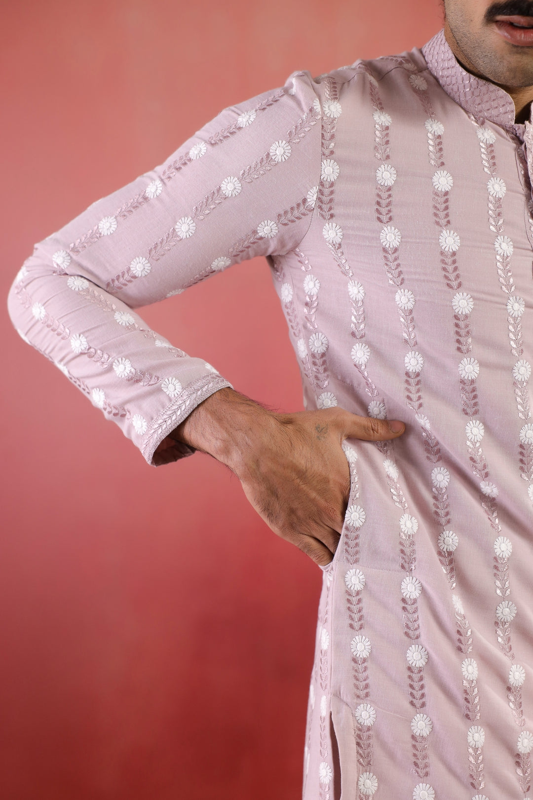 Embroidered Purple Kurta Set - KM46754-1