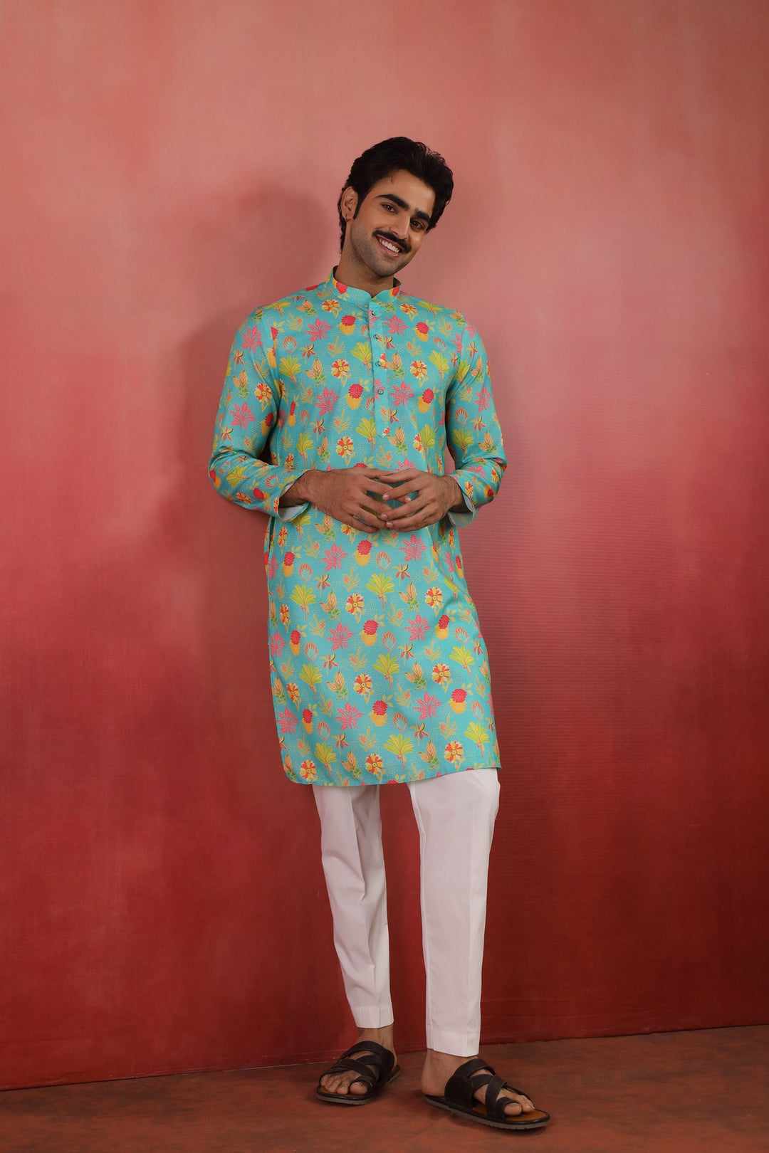 Floral Green Kurta Set - KM46758-4