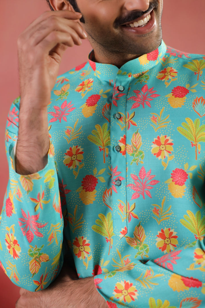 Floral Green Kurta Set - KM46758-4