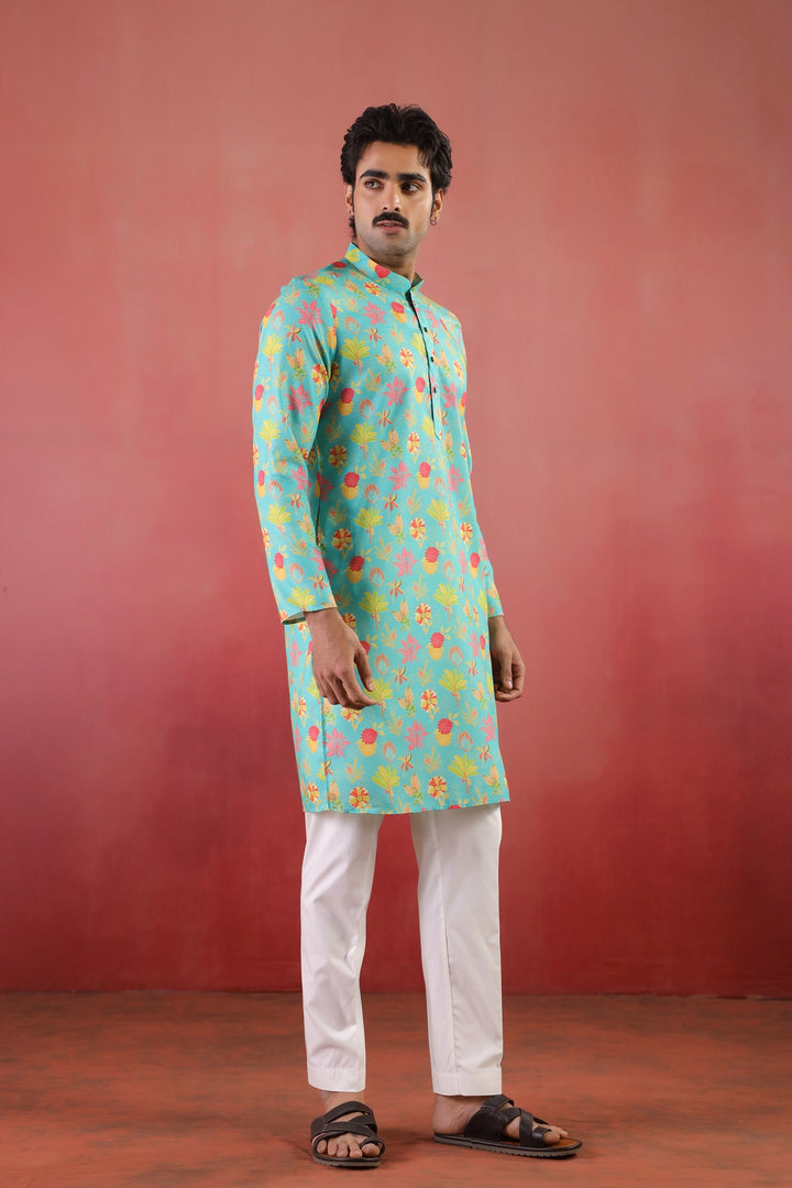 Floral Green Kurta Set - KM46758-4