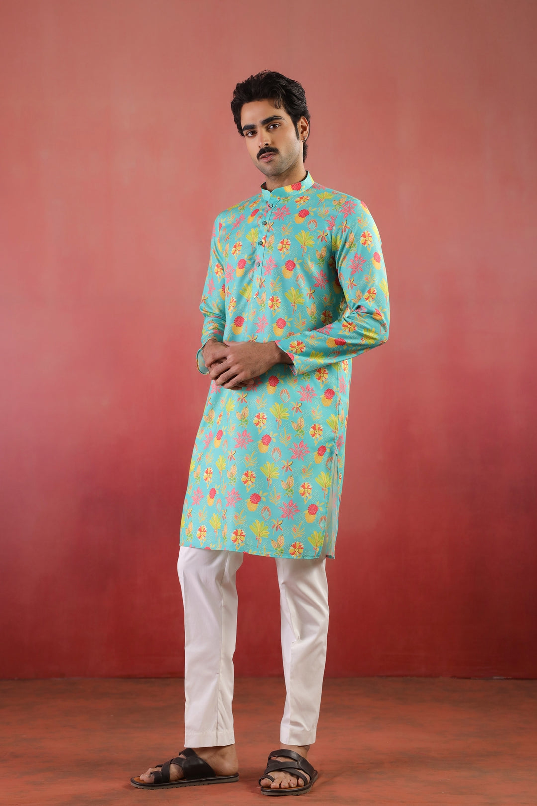 Floral Green Kurta Set - KM46758-4