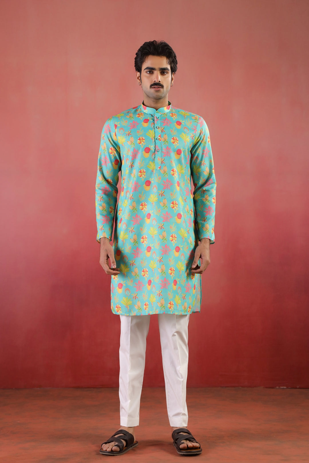 Floral Green Kurta Set - KM46758-4