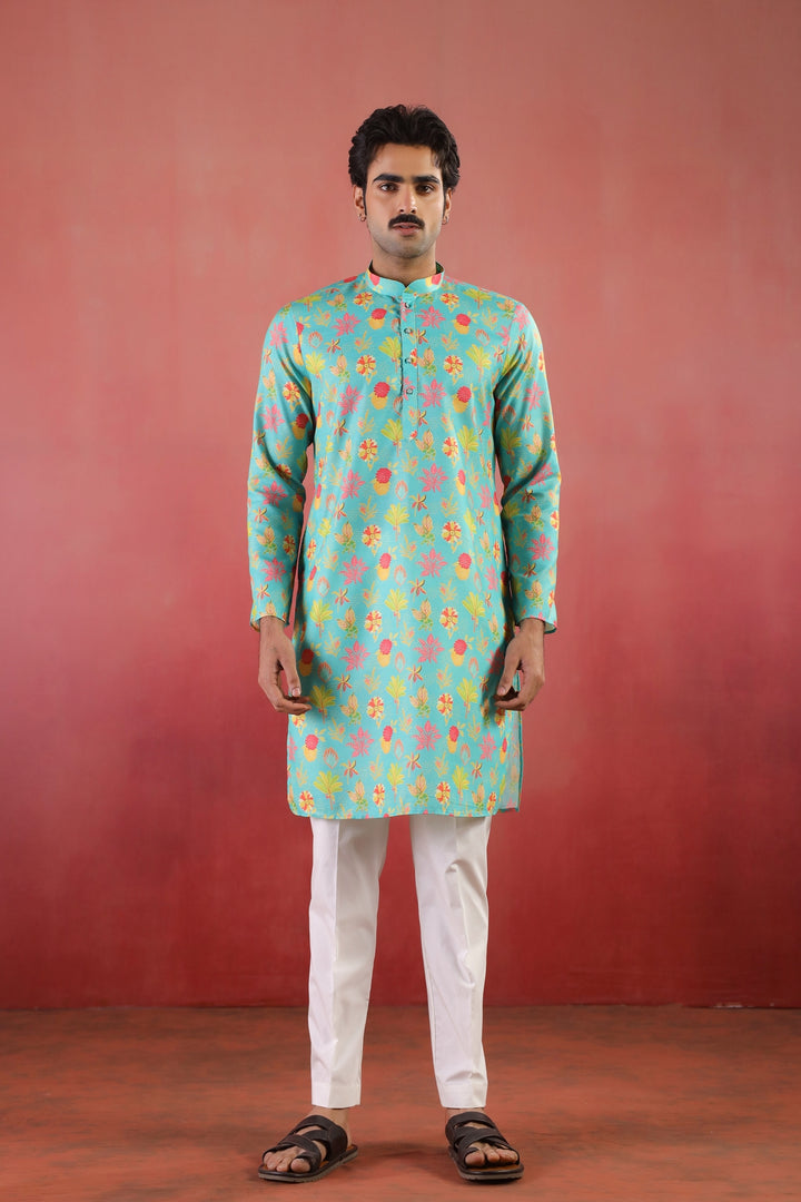 Floral Green Kurta Set - KM46758-4