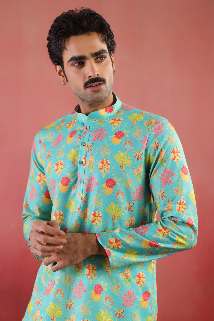 Floral Green Kurta Set - KM46758-4