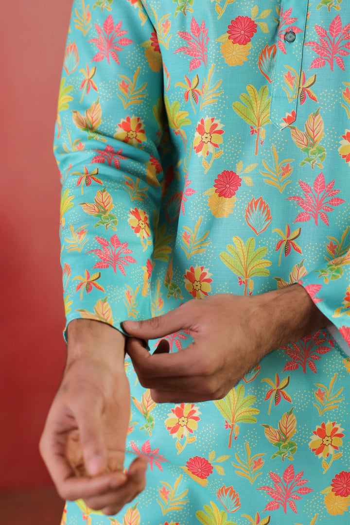 Floral Green Kurta Set - KM46758-4