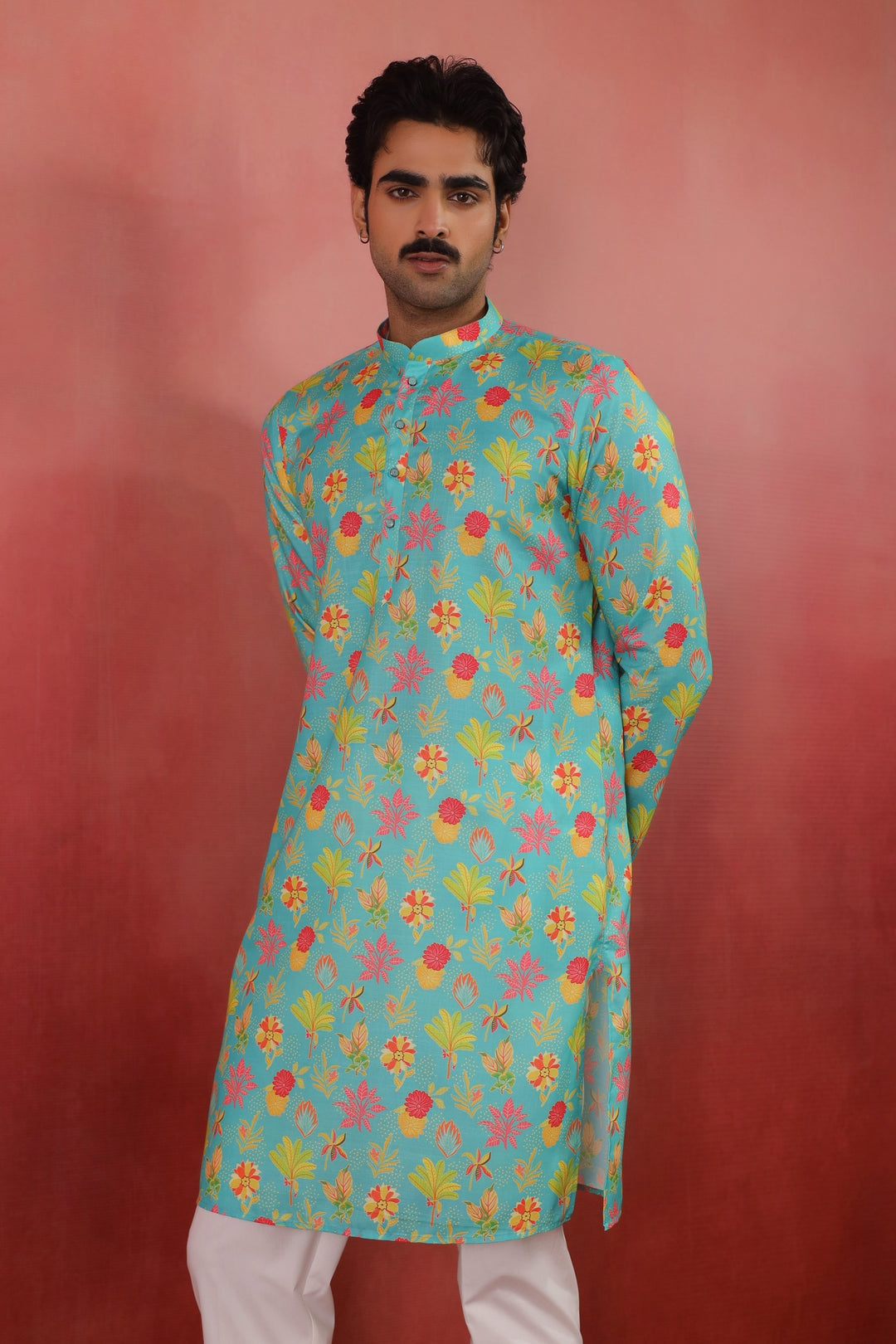 Floral Green Kurta Set - KM46758-4