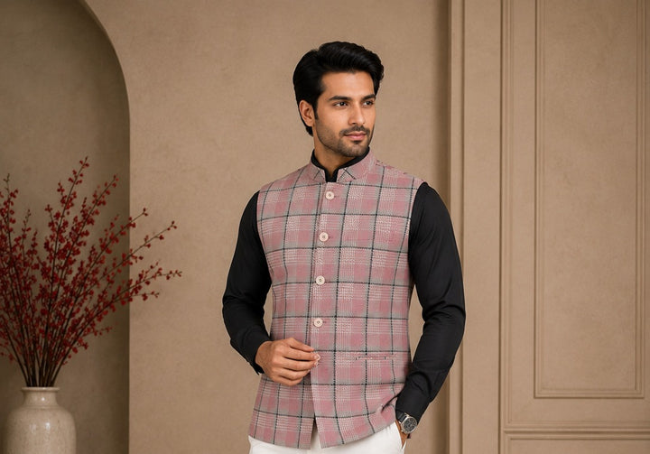 Striped Pink Nehru Jacket - B47665-1289