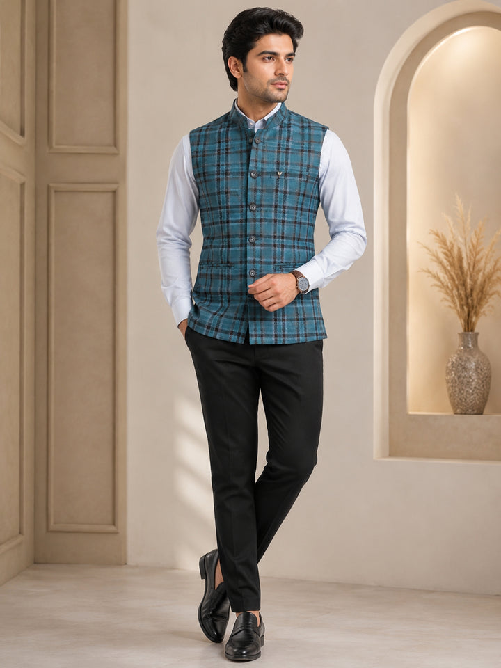 Striped Blue Nehru Jacket - B47665-1288