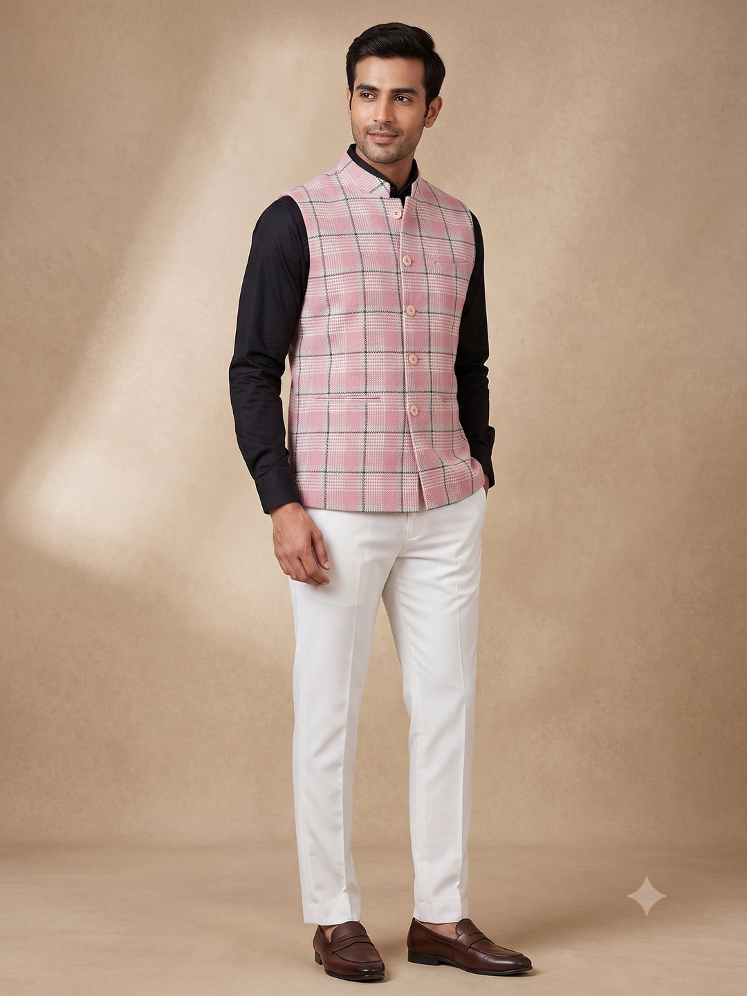 Striped Pink Nehru Jacket - B47665-1289