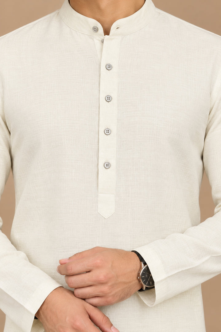 Solid White Kurta Set - KM48224-1