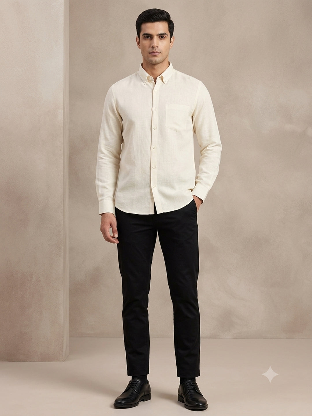 Solid Cream Shirts - E48155-2