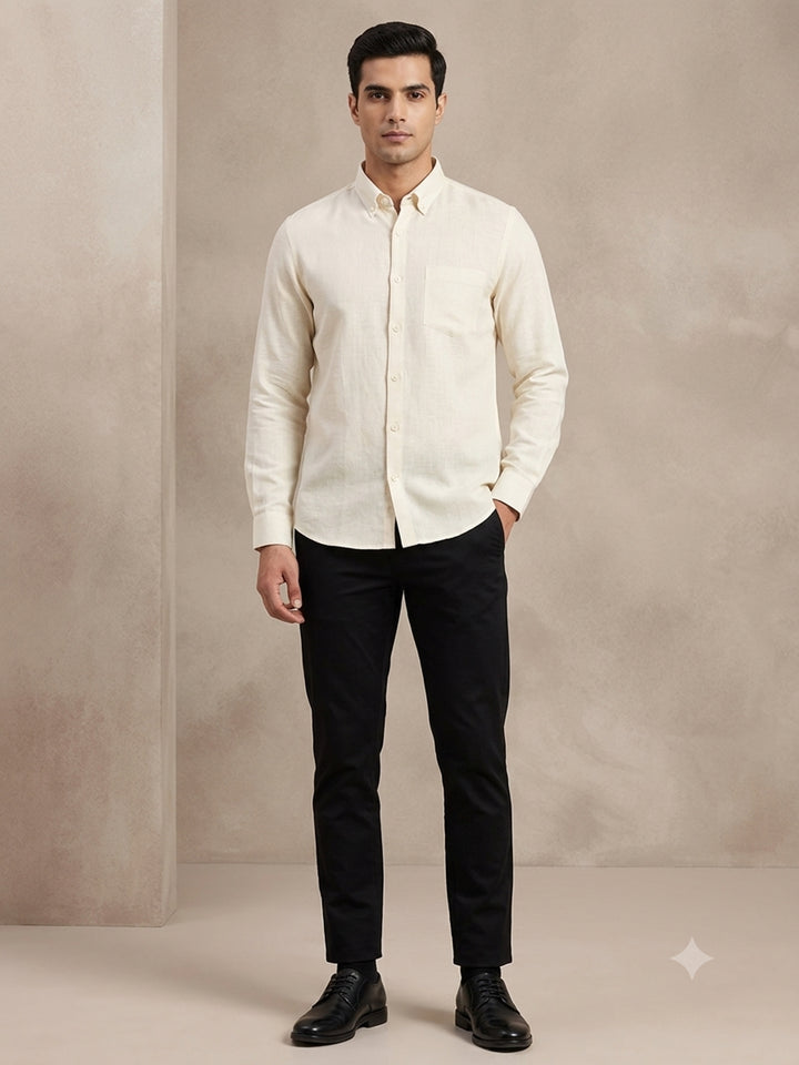 Solid Cream Shirts - E48155-2