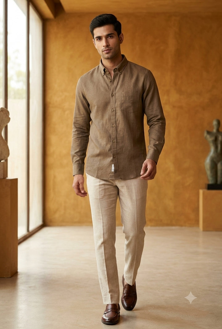 Solid Khaki Shirts - E48155-E11