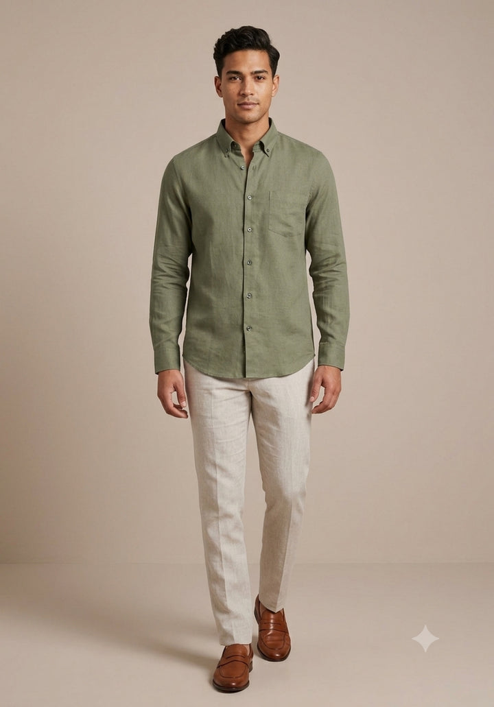 Solid Green Shirts - E48155-7