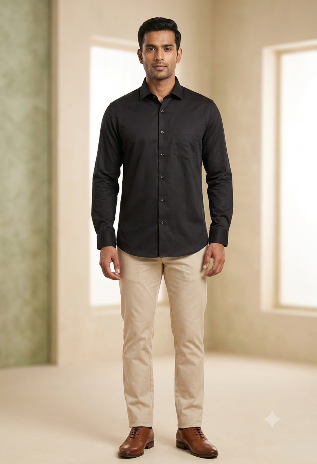 Solid Black Shirts - E48217-1