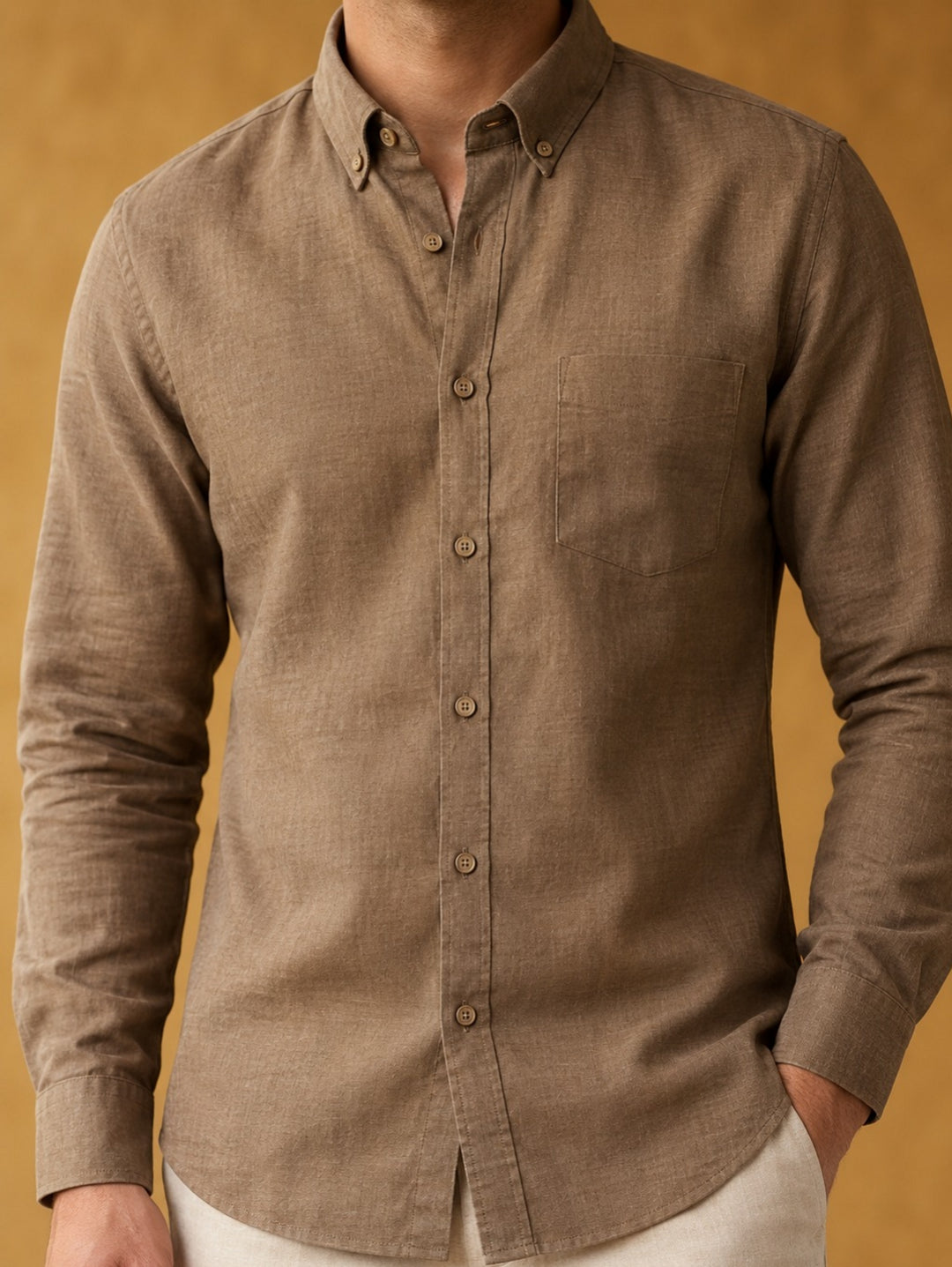 Solid Khaki Shirts - E48155-E11