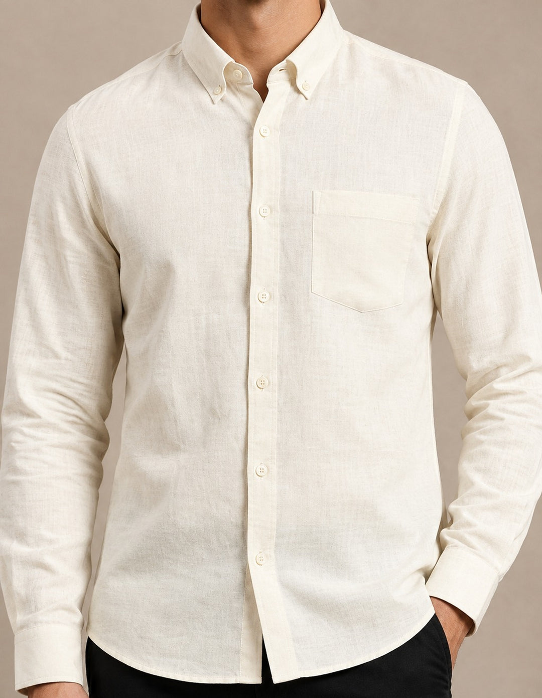 Solid Cream Shirts - E48155-2