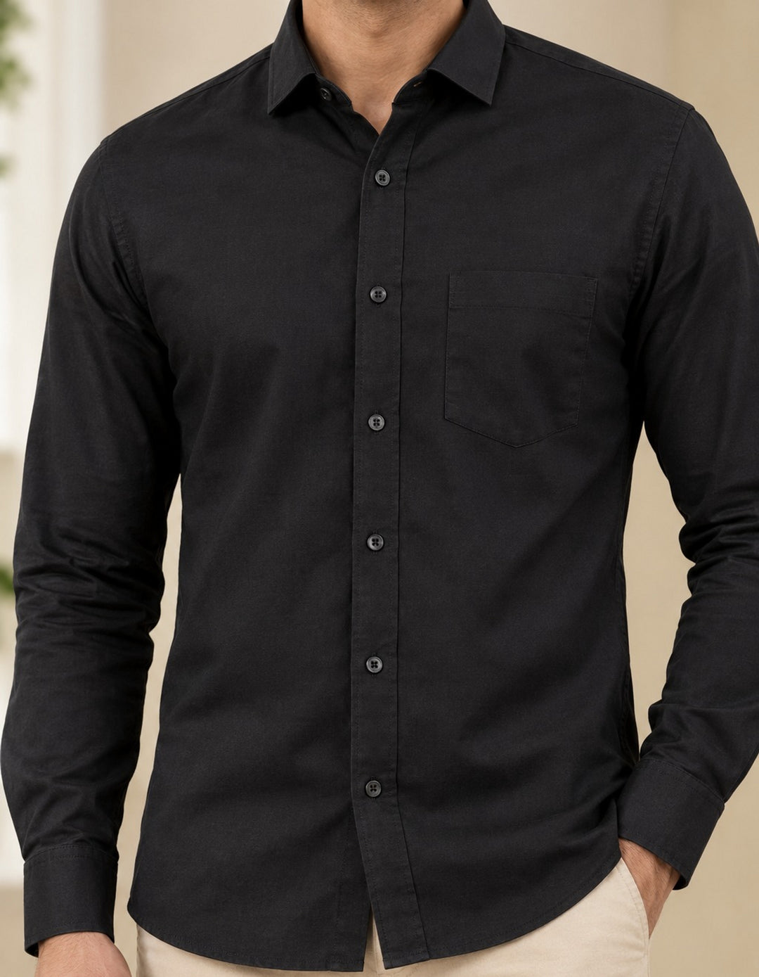 Solid Black Shirts - E48217-1