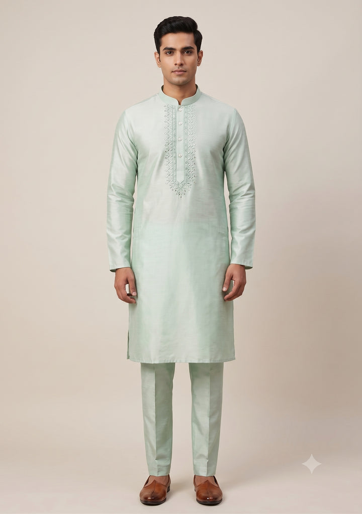 Embroidered Pista Kurta Set - K47939-103