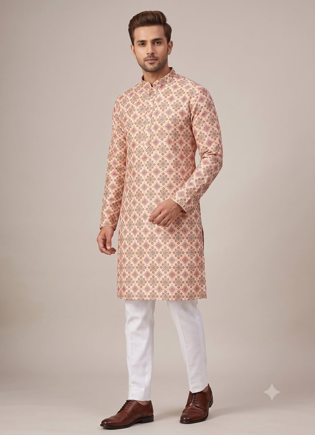 Geometric Pink Kurta Set - KM48145-5