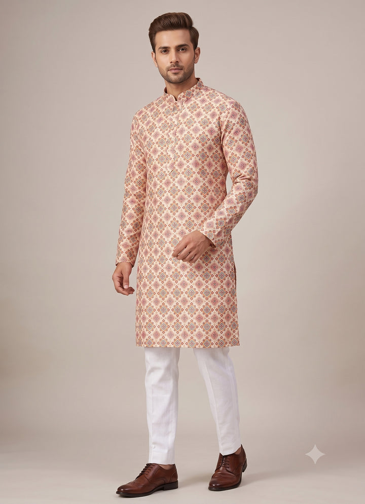 Geometric Pink Kurta Set - KM48145-5