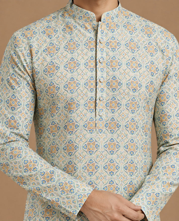 Geometric Green Kurta Set - KM48145-1